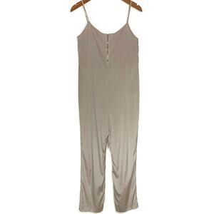 T by Alexander Wang Light Tan Sleeveless Stretch Crepe Silk Jumpsuit Size Medium
